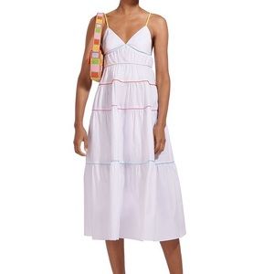 Staud Cleo Dress L Large white rainbow cotton summer dress